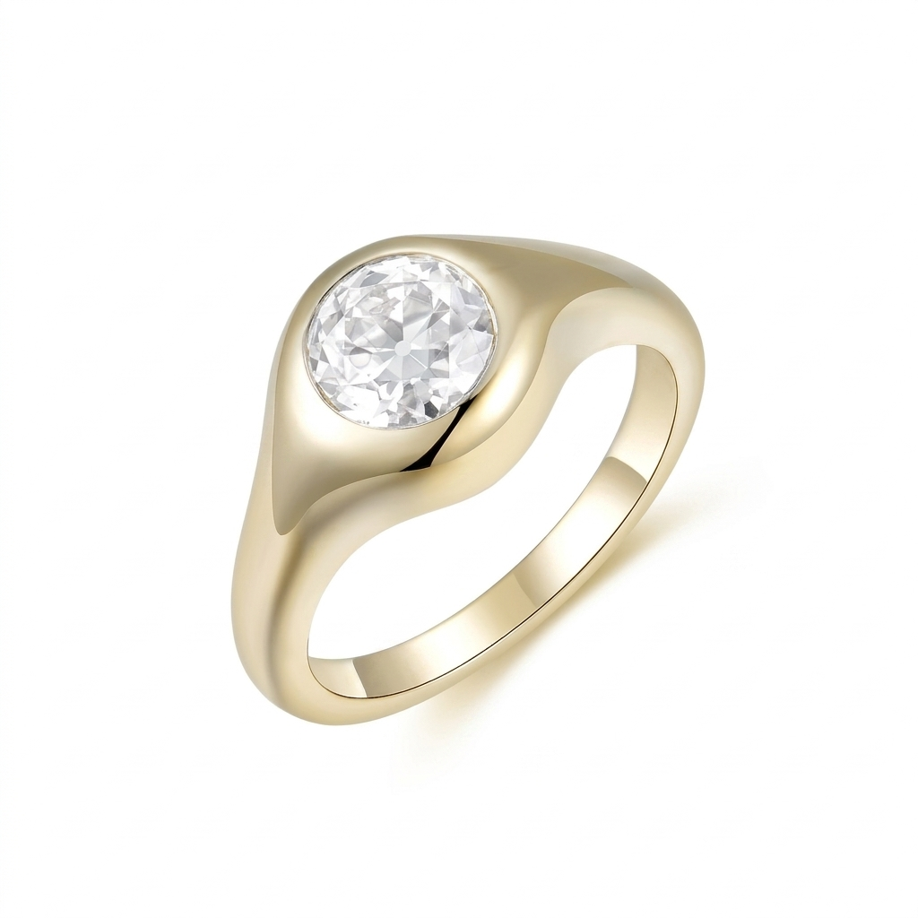 Gold Bezel Set Diamond Ring