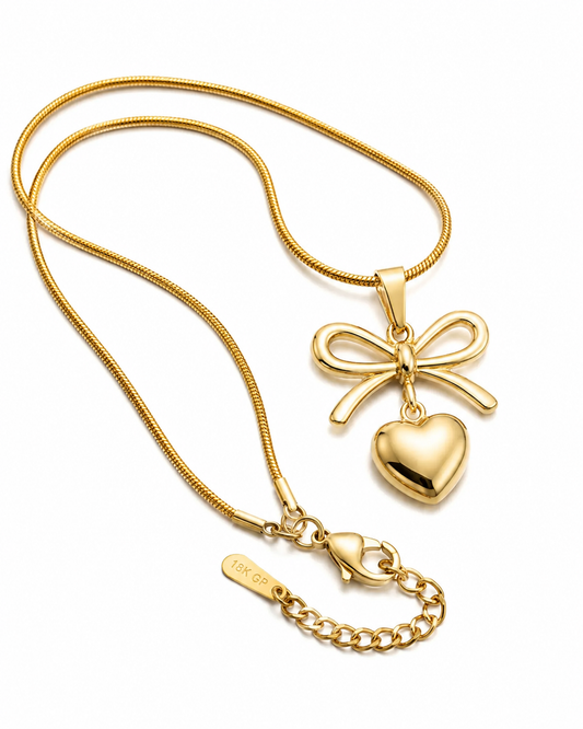 Bow Heart Pendant Necklace