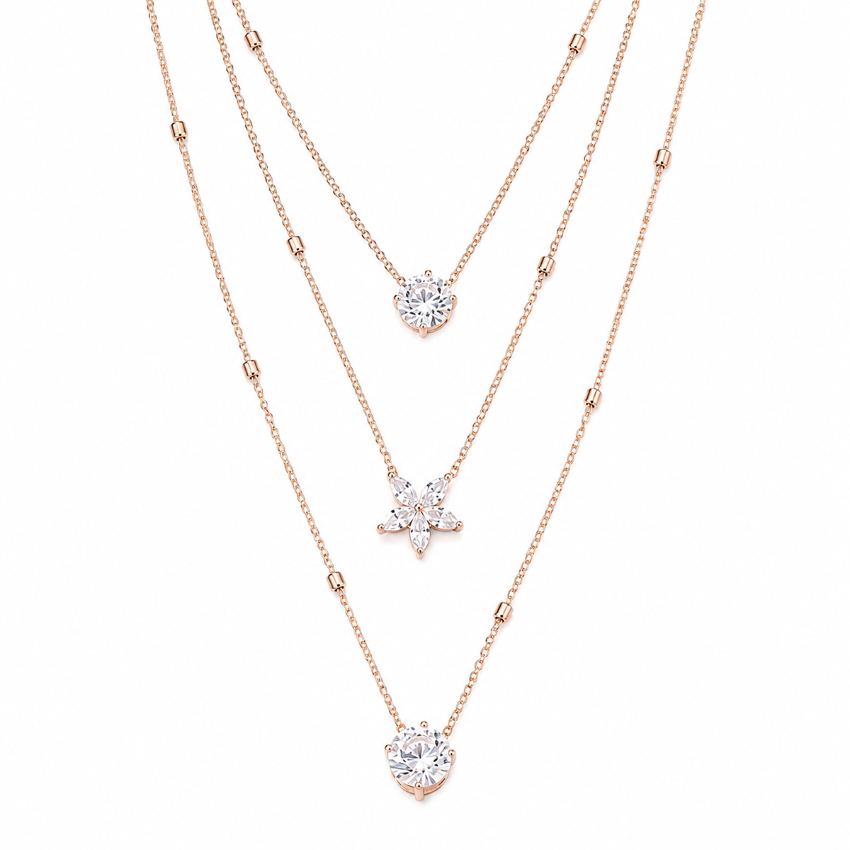 3 Layered Crystal Pendant Necklace