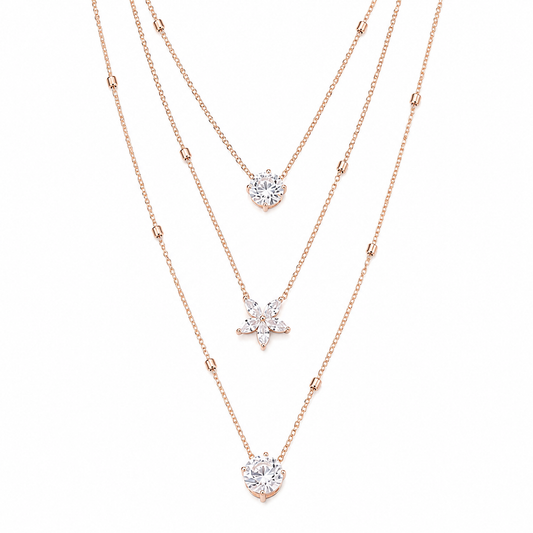 3 Layered Crystal Pendant Necklace