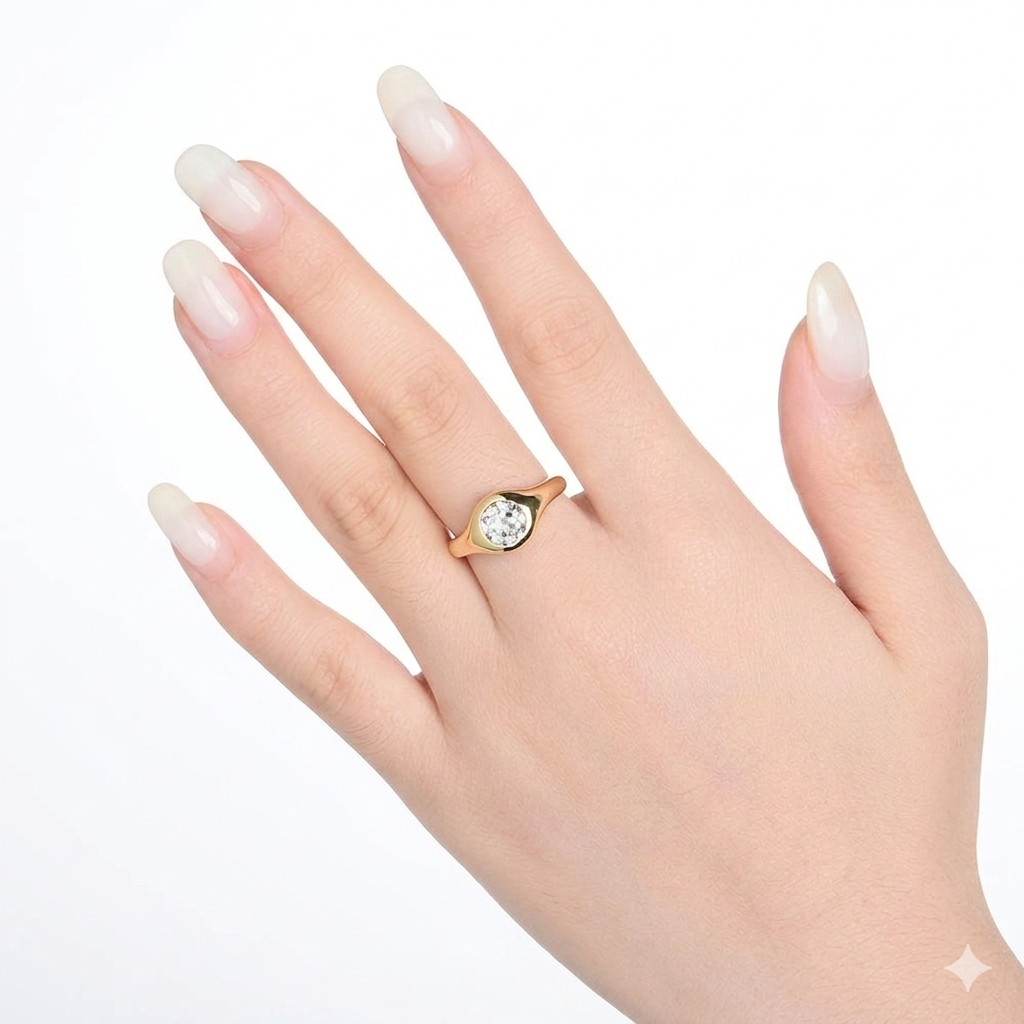 Gold Bezel Set Diamond Ring