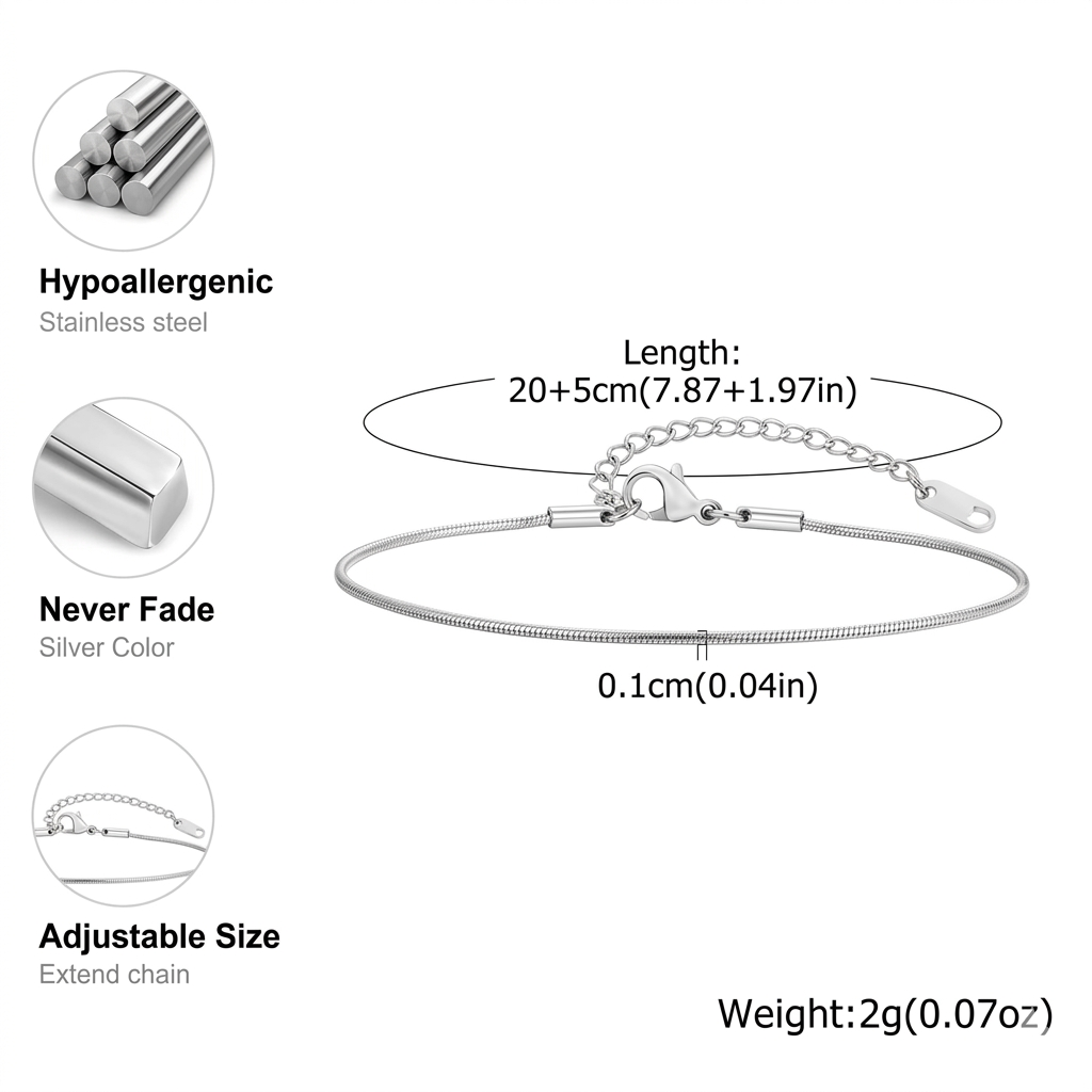 Anklet for Women, Stainless Steel