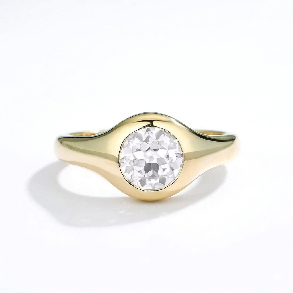 Gold Bezel Set Diamond Ring