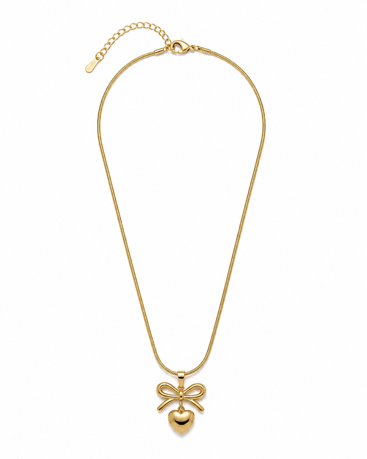 Bow Heart Pendant Necklace
